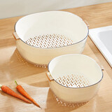 onlycook家用双层洗菜盆沥水盆厨房沥水篮洗菜篮滤水篮漏盆塑料盆子 白色小号+大号/各1个