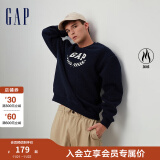 Gap男女装秋季款LOGO仿羊羔绒宽松廓形卫衣762596休闲上衣 海军蓝 170/84A(XXS)