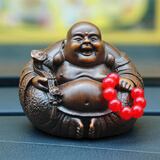 悦吉祥弥勒佛汽车摆件车内饰品佛像车上保平安车载车饰佛系汽车用品大全 圆形弥勒佛【檀木色】