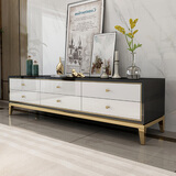 思轩家具（CI XUAN FURNITURE）电视柜茶几客厅组合套装家用大理石现代简约轻奢地柜新款 大理石电视柜黑白色 1.8*0.4*0.5