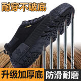 尤萨解放鞋男女工地干活民工防滑耐磨劳保训练布鞋帆布迷彩帆布胶鞋子 经典黑色（高质加厚橡胶底） 42