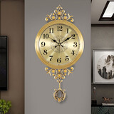 凯恩斯（KAIENSI）欧式黄铜挂钟客厅家用时尚大气钟表轻奢静音挂表豪华时钟电波钟 239AA中号数字款-智能电波机芯