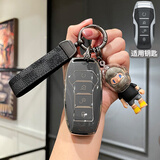 绅创比亚迪钥匙套汉ev/宋plus/唐dmi车钥匙包壳扣秦plusdmi海豚宋pro A款【高级灰】棋盘格绳+赛车BOY