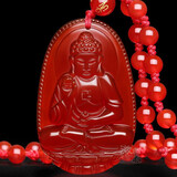 芸生阁 本命佛八大守护神红玛瑙项链吊坠十二生肖属相饰品礼男女士菩萨 阿弥陀佛-属狗猪