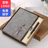 萨搏 笔记本子皮面定制LOGO商务礼盒优秀员工年会纪念实用办公文具记事本活页套装礼品伴手礼 【金色礼盒】灰色笔记本（10925）+黑色木纹笔 A5