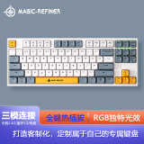 魔炼者 MK29Pro机械键盘 无线2.4G/有线/蓝牙三模热插拔键盘 电竞游戏键盘 PBT键帽全键可换轴 白色 茶轴