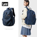 LEE潮牌双肩包男大容量通勤背包大学生电脑包高中初中生书包女旅行包 牛仔蓝（牛仔布）