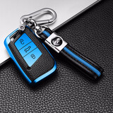 迪加伦 适用大众钥匙包新迈腾帕萨特朗逸途观L高尔夫7凌渡探岳宝来途岳探歌速腾途昂X汽车遥控钥匙套壳扣 C款-金属漆皮纹极光蓝+黑蓝钥匙绳 专车专用