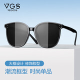 威古氏太阳镜男女款复古方框防紫外线偏光驾驶墨镜 VGS6212 黑框灰片 