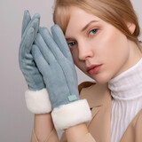 笙格儿手套女冬季加绒加厚保暖触屏冬天防寒骑车女士春秋骑行麂皮绒手套