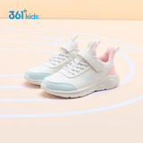 361°童鞋 儿童运动鞋25冬季男女童3-14岁皮革校园跑鞋 白35
