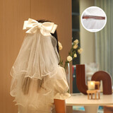 阿宝丽蝴蝶结头纱发夹女求婚结婚拍照领证道具登记蓬蓬纱森系新娘发饰