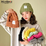 慕衣宾士帽子冬季女韩版显脸小毛线帽女大头围显白针织帽女潮牌保暖冷帽 绿色