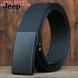 Jeep吉普（JEEP）无牙无孔情人节金属头尼龙帆布皮带腰带裤带外内穿潮 321款金属扣+黑色 120cm