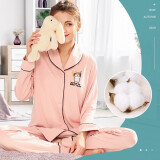 诺宜（NuoYI）月子装月子服纯棉哺乳衣孕产妇家居服睡衣J38158条纹粉色XL