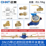 正泰（CHNT）家用自来水机械水表数字直读式 4分DN15+球阀+止回阀+过滤阀