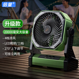 倍量（Doublepow）充电风扇户外露营大风力超长续航便携桌面家用宿舍床上风扇 【升级续航/20000毫安时】绿色