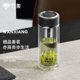 万象（WANXIANG）玻璃杯经典皮纹V20L商务办公杯礼盒装泡茶杯315ML家用带滤网水杯