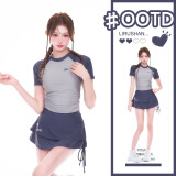 栢启歆分体纯欲泳衣女三件套学生运动少女高级感女孩游泳衣保守高腰温泉 分体纯欲泳衣【70-120斤】
