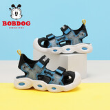 巴布豆（BOBDOG）童鞋男童包头凉鞋夏季新款女童软底透气儿童鞋 黑/星空蓝 27 适合脚长16.8cm