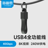 海备思Type-C便携数据线USB4充电线双头全功能雷电4ctoc短线收纳钥匙扣挂绳适用手机笔记本平板电脑 USB4黑色延长线