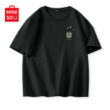 名创优品（MINISO）纯棉t恤男夏季2024新款衣服青少年亲肤透气时尚宽松大码冰感短袖 黑色(生机胸标) 175/L(名创优品 品控严格)