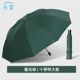 天堂伞雨伞男女加大超大号三折叠伞三人大伞太阳伞全钢十骨大伞广告伞企业定制LOGO 暮光绿-10骨超大三人伞127cm -雨伞