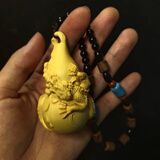 小叶黄杨木雕刻手把件文玩把玩件男随身盘玩祥龙葫芦实木汽车挂件 黄杨木