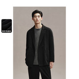 太平鸟男装毛呢大衣短款男冬季外套潮流口袋百搭休闲 黑色 XL