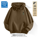 JEANSWEST LIFE真维斯连帽卫衣男春秋重磅潮流外套休闲绿色盆栽学生宽松百搭上衣