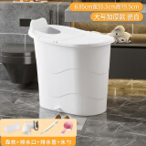 捷贝（Jebe baby）高位成人泡澡桶浴桶家用塑料洗澡桶大人加厚保温汗蒸沐浴盆洗澡盆 【加厚】瓷白+保温盖+大礼包