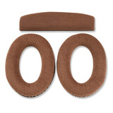 魔律 适用森海塞尔HD515耳机套HD518/555/595/598/558 PC360海绵套耳罩 棕色绒布耳套一对+头梁一个