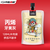 中盛画材【加量20%】牙黄灰丙烯颜料袋装补充装120ml球鞋定制diy石头画不掉色防水补充包流体美育工具