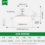名家汇变频吊扇灯餐厅电风扇带灯一体饭厅卧室客厅灯中山灯具隐形风扇灯 48寸-变频静音6档遥控K48-D001
