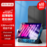 京东京造 iPad mini6 保护壳2021款mini6保护套苹果平板电脑智能磁吸双面夹8.3吋超薄防摔支架皮套 黑色