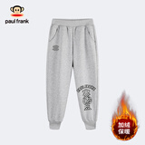 大嘴猴（paul frank）童装儿童加绒裤男童2024冬新款中大童运动裤女童休闲潮流保暖卫裤 麻灰 110