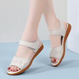 哚美哚尚夏季软底防滑妈妈鞋女士凉鞋夏季百搭外穿舒适软底平底中老年女鞋 米色 37