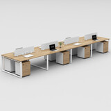 YOE.FTY优宜工位办公桌简约现代职员桌双人四人员工桌办公室电脑桌椅组合 8人位+活动柜