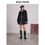 百家好/百家好2024秋季新款黑色羊毛大衣气质赫本风中长款百搭毛呢外套 黑色 S