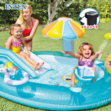 INTEX 57165鳄鱼戏水喷水池 婴儿玩具游戏屋戏水池宝宝玩具池海洋球池