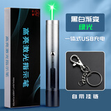 【免费刻字】高亮激光笔售楼处激光射笔大功率usb直充红绿光远射强光逗猫镭射笔激光笔售楼部定制沙盘指示 【黑白渐变】绿光
