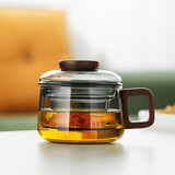 美斯尼 泡茶杯玻璃茶杯茶水分离杯加厚墨色玻璃茶具杯过滤杯