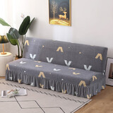 月灵珑无扶手沙发床套罩 全包通用简易折叠沙发套床裙式裙摆沙发罩1.8米 裙摆款-唯美 大号：适用长度155至185之间