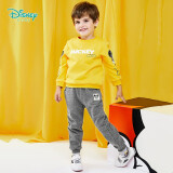 迪士尼宝宝童装男童套装潮酷米奇宝宝卫衣套装保暖舒适 黄色 24个月/身高90cm