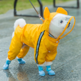 CHU XING JIA 狗狗雨衣全包卡通防水四脚幼犬秋冬宠物衣服泰迪透明雨衣宠物 黄色鸭鸭M（胸围47cm背长33cm）