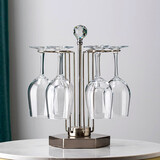 SingLe派创意红酒架摆件红酒杯高脚杯红酒杯架欧式葡萄酒架酒瓶架高脚杯架 水晶头酒杯架+旷世6支