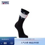 TOMMY JEANS男装字母拼色提花舒适商务休闲运动中筒袜子TJMNOS0003 黑色078 OS