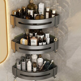 田园沐歌奶白浴室置物架壁挂加高三角篮卫生间厕所置物架子洗手间洗漱台 枪灰可拆卸三层