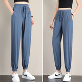 熙线（Xixian）【清凉透气】【显瘦显高】宽松束脚夏季薄款休闲卫裤显瘦灯笼裤 浅蓝色 L建议(105-120斤)