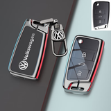 绅创大众钥匙套25款速腾迈腾朗逸帕萨特宝来汽车包扣壳途观L探岳途岳 大众【C款折叠3键】-黑皮扣款